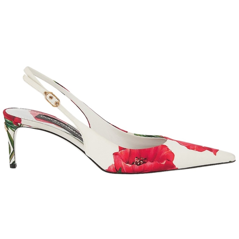Floral Print 60 Canvas Slingback Pumps
